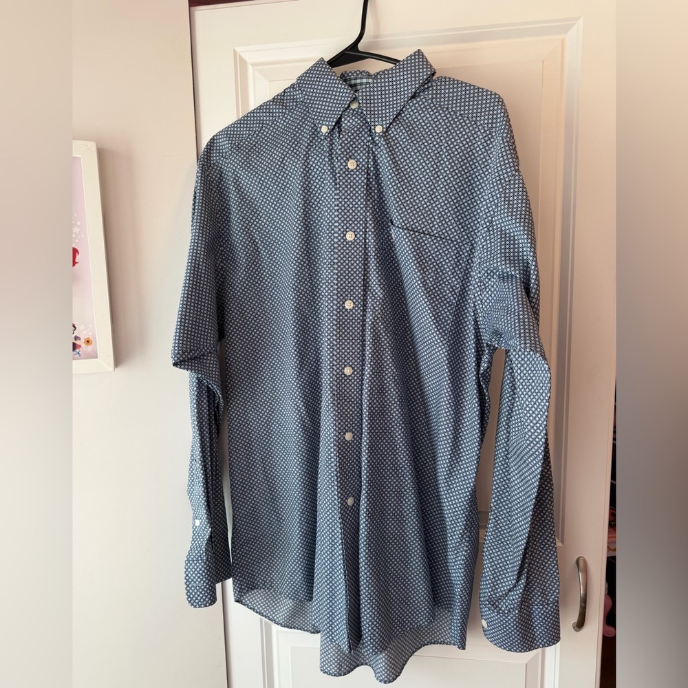 Ariat Blue Micro-Pattern Button-Down Shirt - image 1